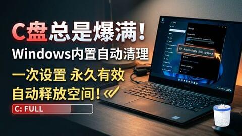 Windows C盘总是红?教你一招设置“全自动清理工”!
