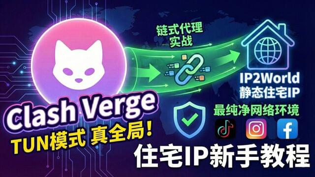 Clash Verge TUN模式真全局!IP2World 静态住宅IP中转加速教程|搭建最纯净网络环境 + 链式代理实战! Clash Verge TUN模式真全局!IP2World 静态住宅IP中转加速教程|搭建最纯净网络环境 + 链式代理实战!